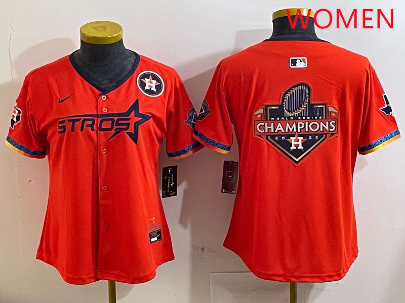 Women Houston Astros Blank Orange Fourth generation Joint Name 2025 Nike MLB Jersey style 13->san diego padres->MLB Jersey